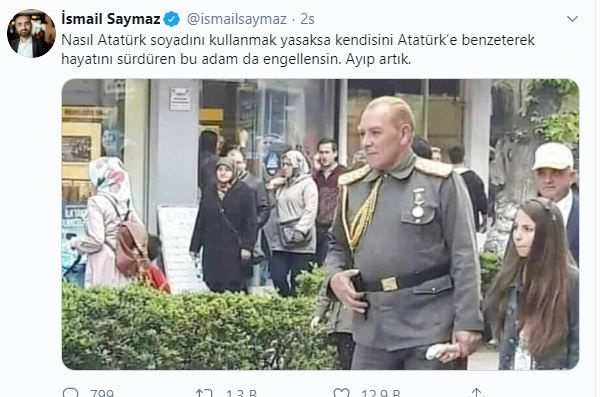 Atatürk'e benzeyen tiyatro oyuncusu Göksel Kaya'ya İsmail Saymaz'dan tepki geldi