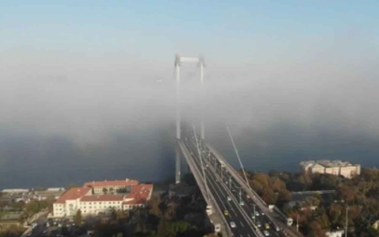 İstanbul Boğazı’nda muhteşem sis manzarası havadan görüntülendi