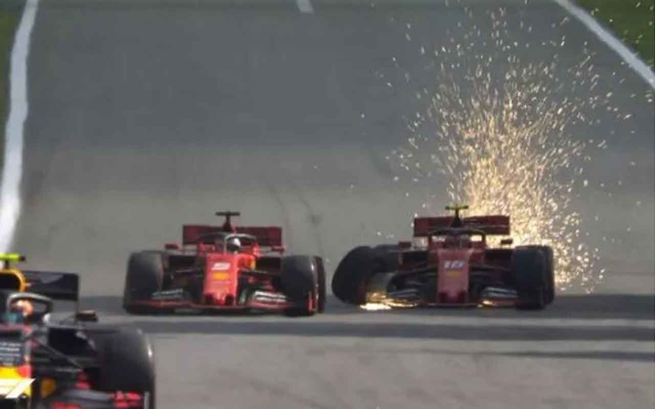 Formula 1'de Ferrari'nin iki pilotu birbirine girdi