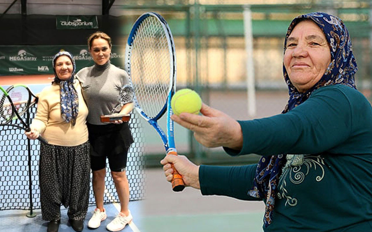 67 yaşındaki Durdu Teyze Hülya Avşar'a teniste meydan okudu maç yaptılar