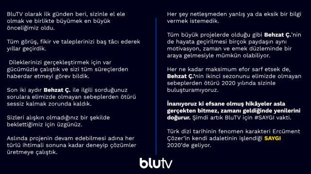 Behzat Ç.'nin fişi çekildi BluTV Nejat İşler bombasını patlattı 'Saygı' geliyor
