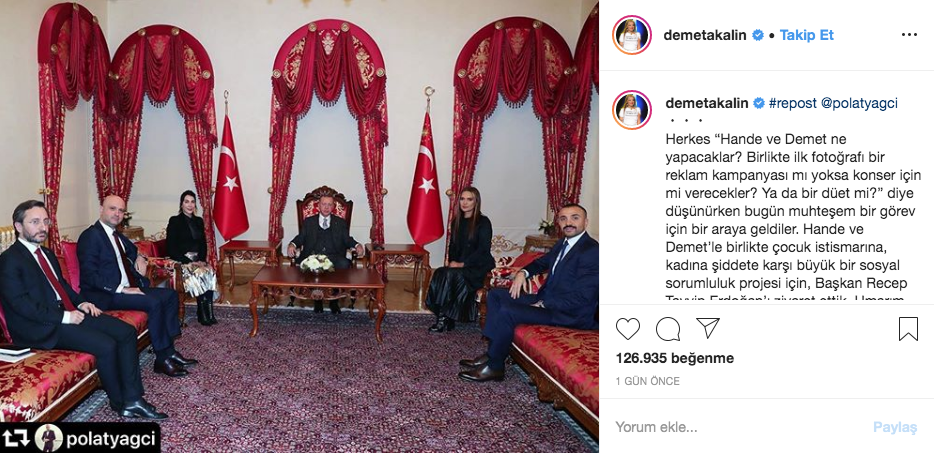 Demet Akalın Hande Yener Cumhurbaşkanı Erdoğan'ı ziyaret etti etek boyu olay oldu