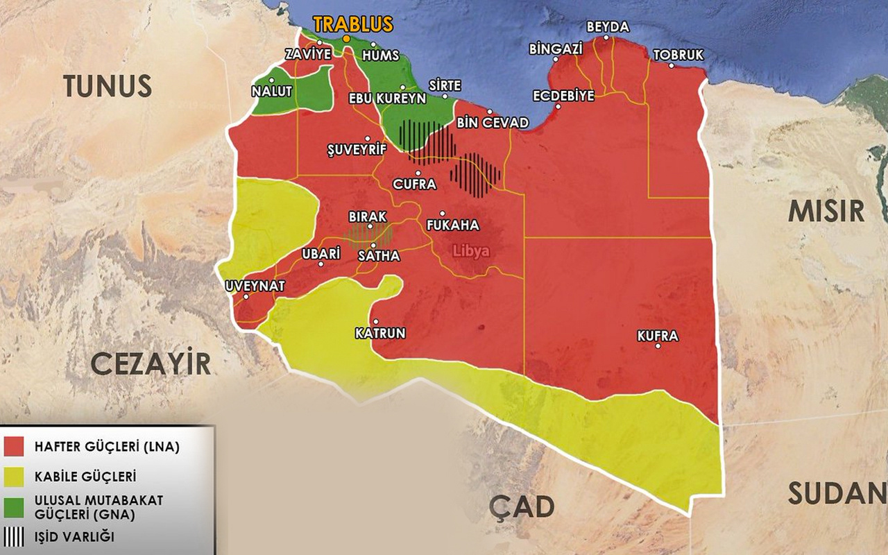Libya nerede Libya haritasına bakın Hafter buraları almış