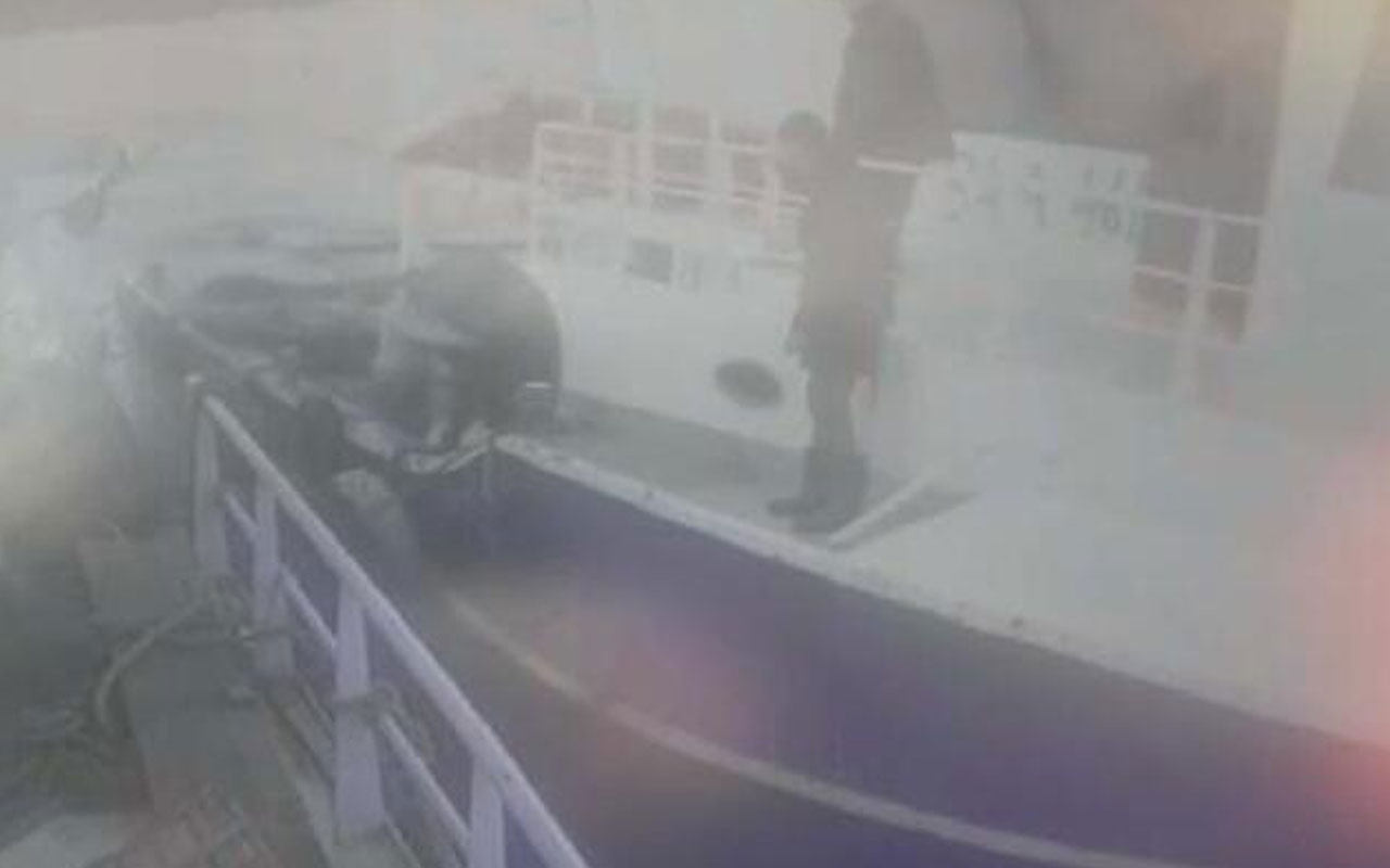 Kilyos'ta tankerin çarptığı teknedekilerin kurtarılma anı güvenlik kamerasında