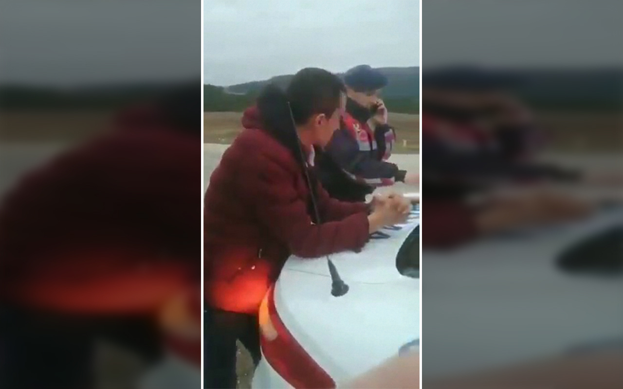 Sinop'ta alkollü sürücünün jandarmayı tehdit ettiği anlar kameraya yansıdı