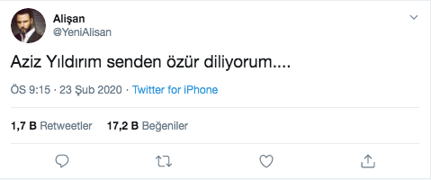 Alişan'dan Fenerbahçe Galatasaray derbisi sonrası olay paylaşım