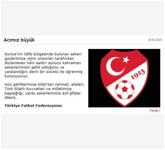 İdlib'de 33 asker şehit oldu spor dünyası yasa boğuldu! İşte başsağlığı mesajları