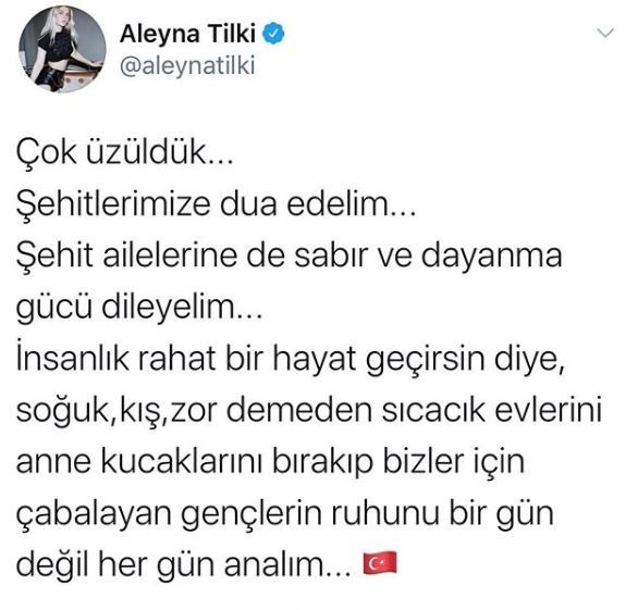 Aleyna Tilki'nin İdlib paylaşımı sosyal medyada rekor kırdı