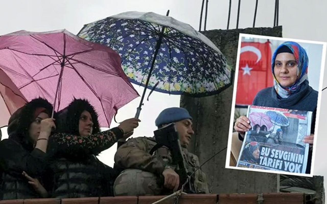 'Asker ıslanmasın' diye şemsiye tutan kadın konuştu
