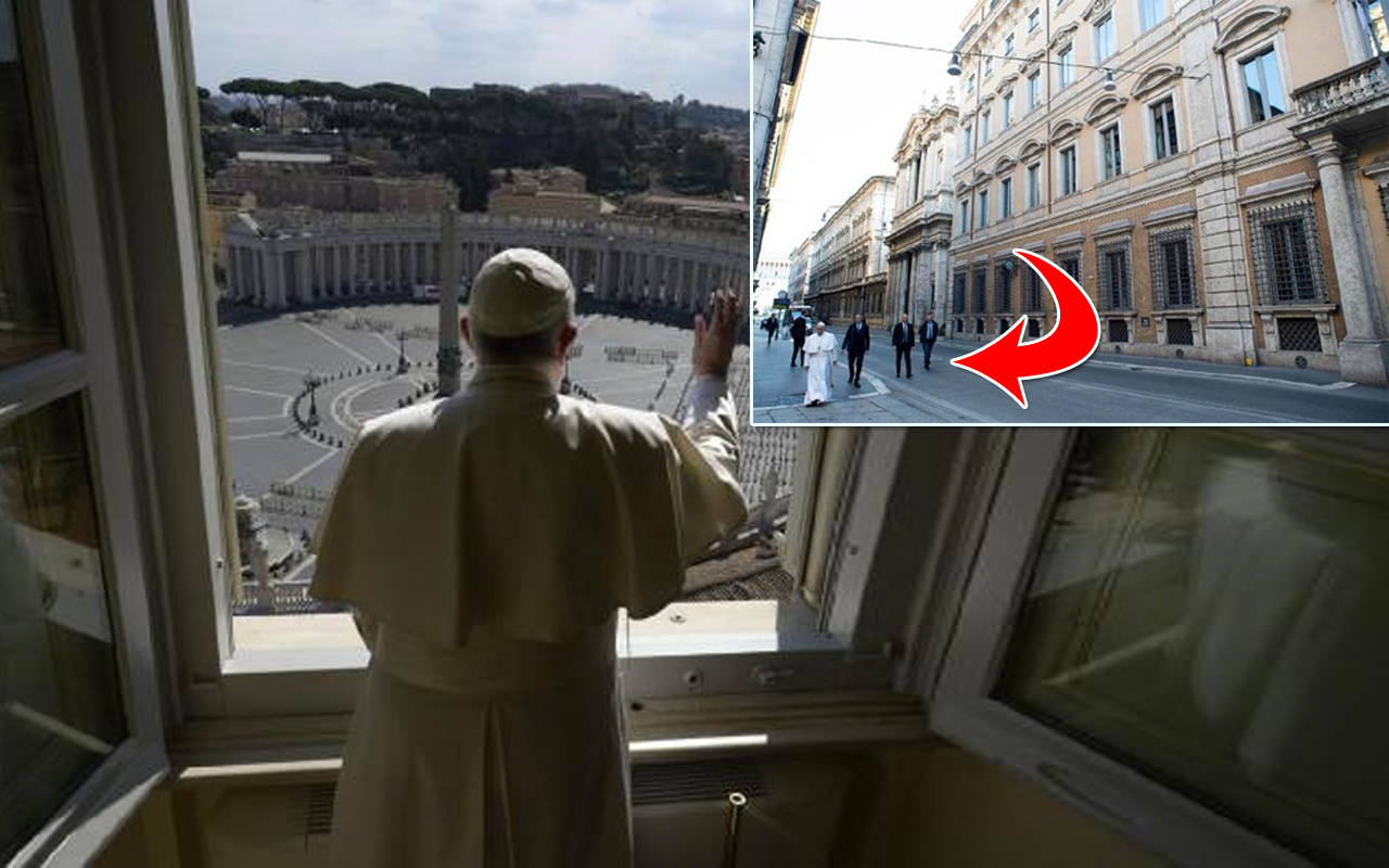 Papa korona karantinasındaki Roma caddelerinde gezindi  boş meydanı kutsadı