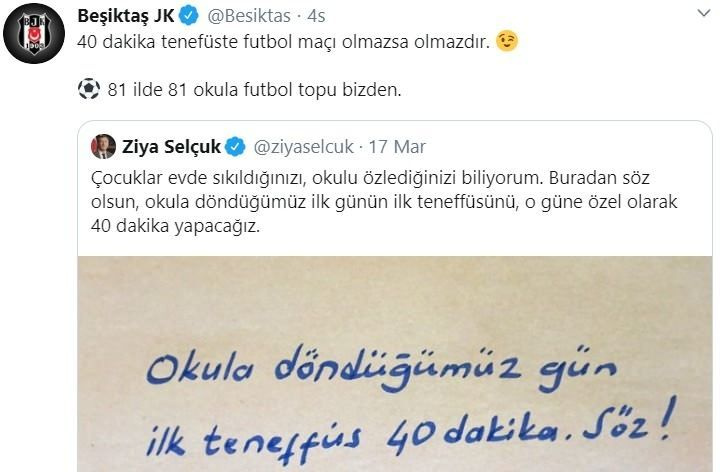 Milli Eğitim Bakanı Ziya Selçuk'un 40 dakika teneffüs paylaşımı ile başladı