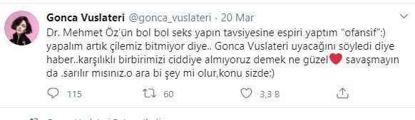 Gonca Vuslateri Mehmet Öz'ün bol bol seks yapın sözlerine bir açıklama daha yaptı!