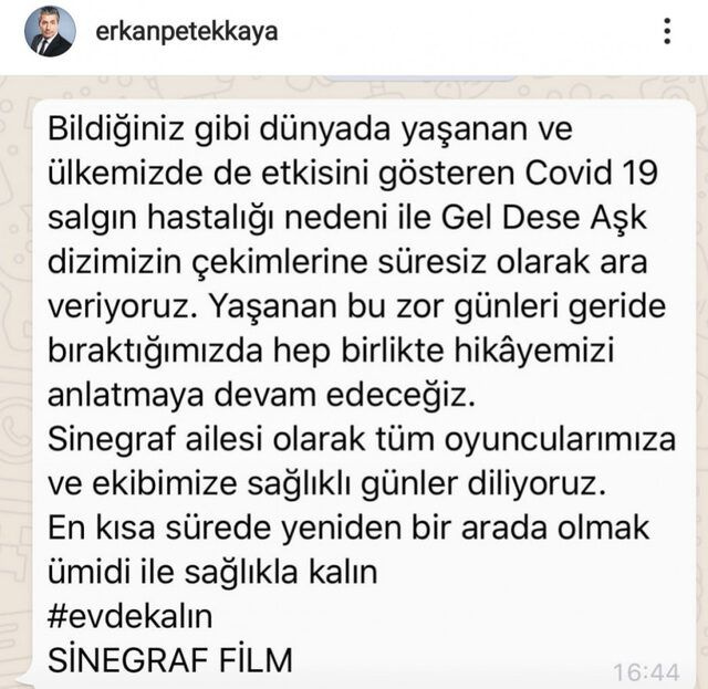 ATV Gel Dese Aşk dizisinin oyuncusu Erkan Petekkaya'dan Nurgül Yeşilçay'a cevap