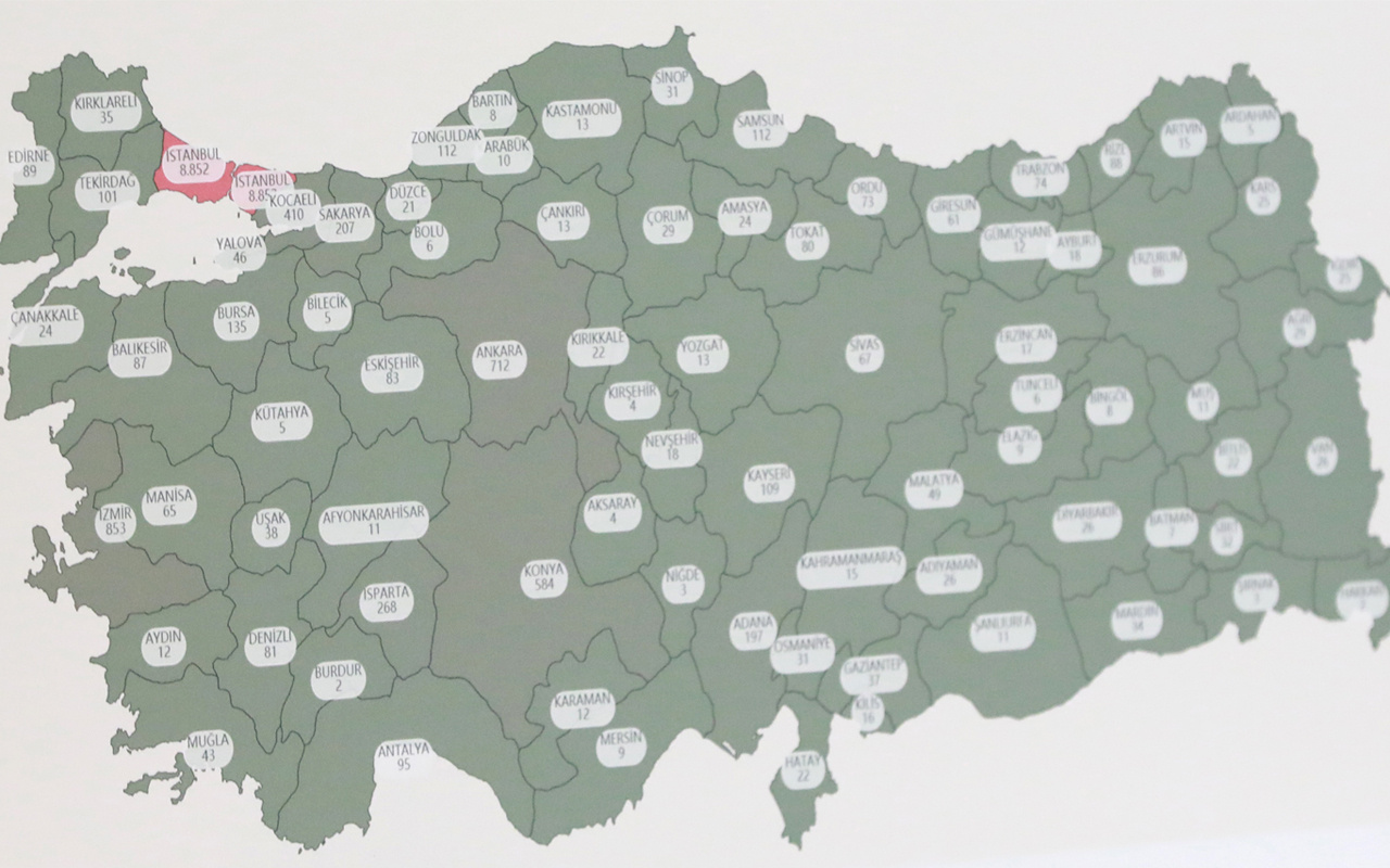 Tüm illerin koronavirüs vaka sayısı tam liste! Adana, Erzurum, Diyarbakır, Balıkesir