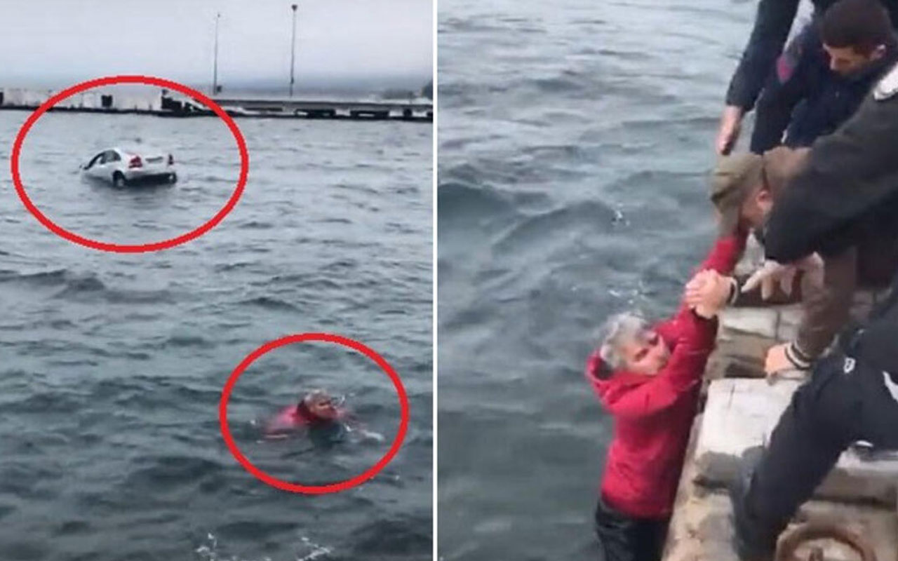 Sinop'da denize uçan otomobil sürücüsü böyle kurtuldu