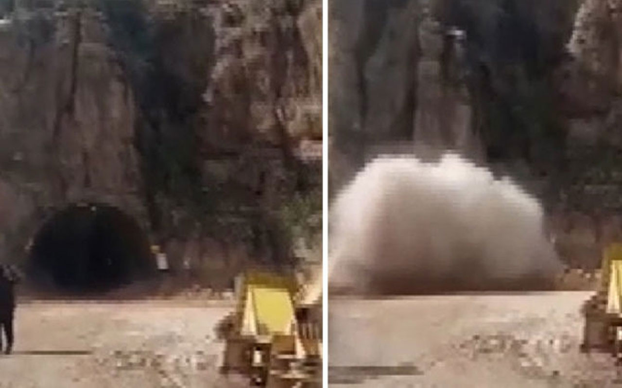 İran'da tünel çöktü o anlar saniye saniye kamerada