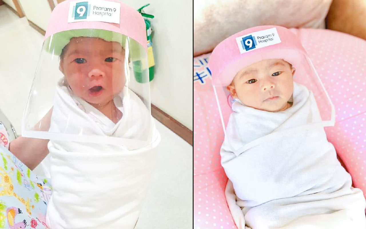 Tayland’da koronavirüse karşı yeni doğan bebeklere ‘Mini Yüz Kalkanı’