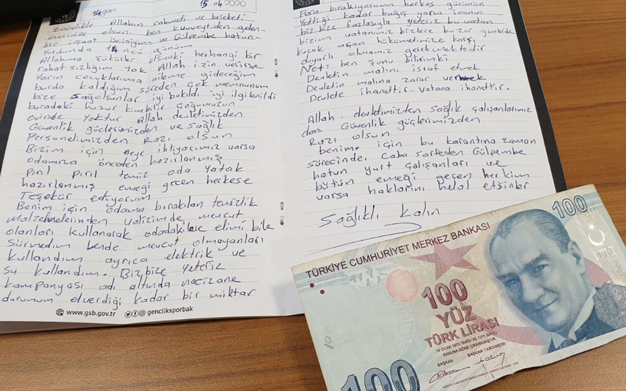Karantina sürecini Giresun'daki yurtlarda geçirenler geride duygulandıran mektuplar bıraktı