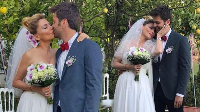 Seray Sever eşi Eray Sünbül ile dudak dudağa paylaşım yapıp yıl dönümü kutladı