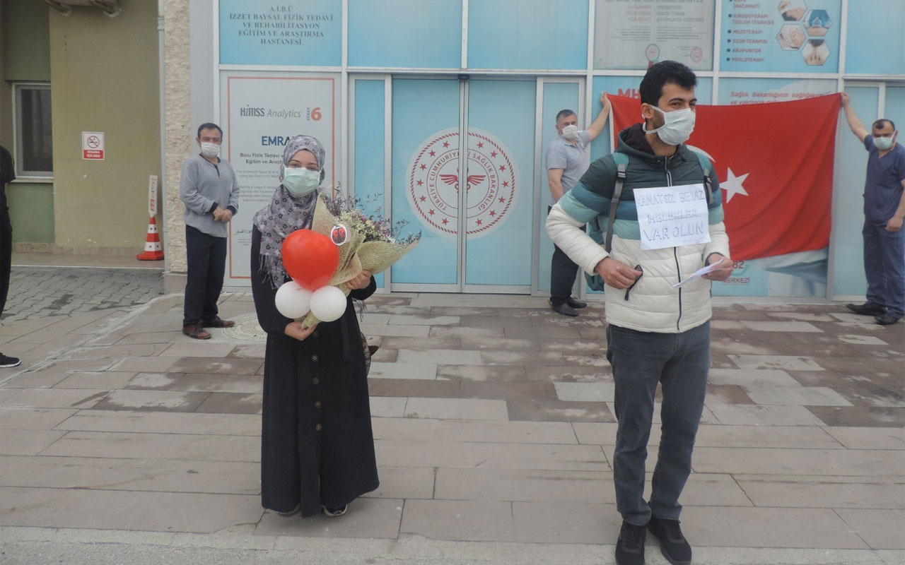 Bolu’da korona virüsü yenen doktor ve hemşire taburcu edildi