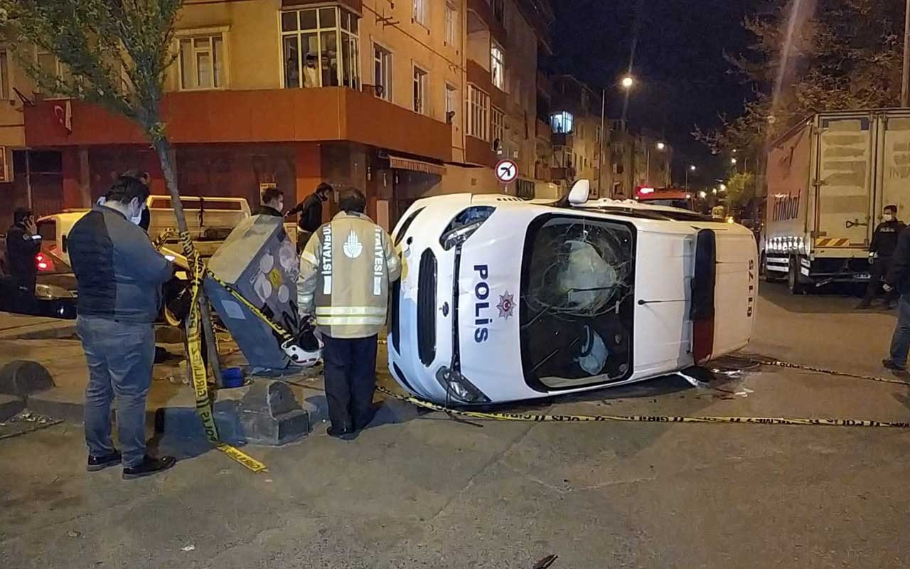 Polis ekipleri kaza yaptı: 2 polis yaralandı