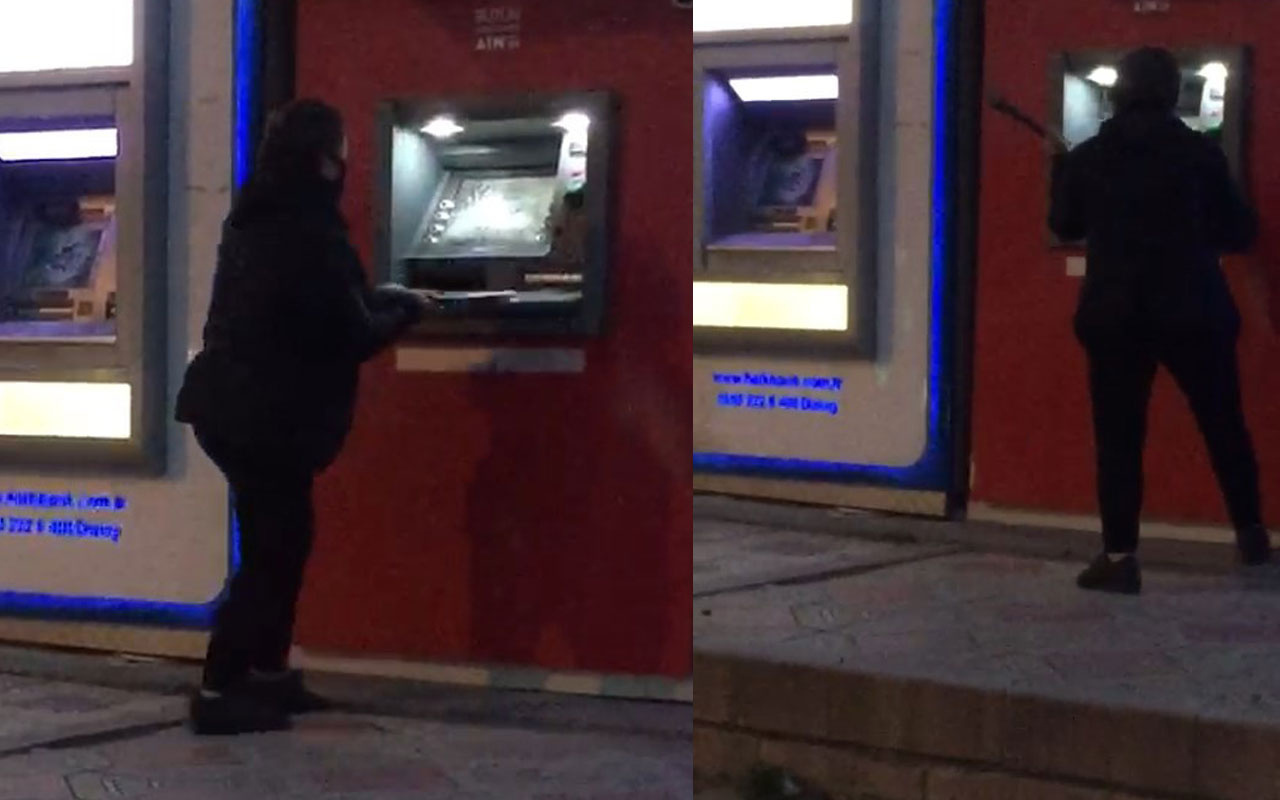 Babasına kızan kadın ATM'leri böyle parçaladı