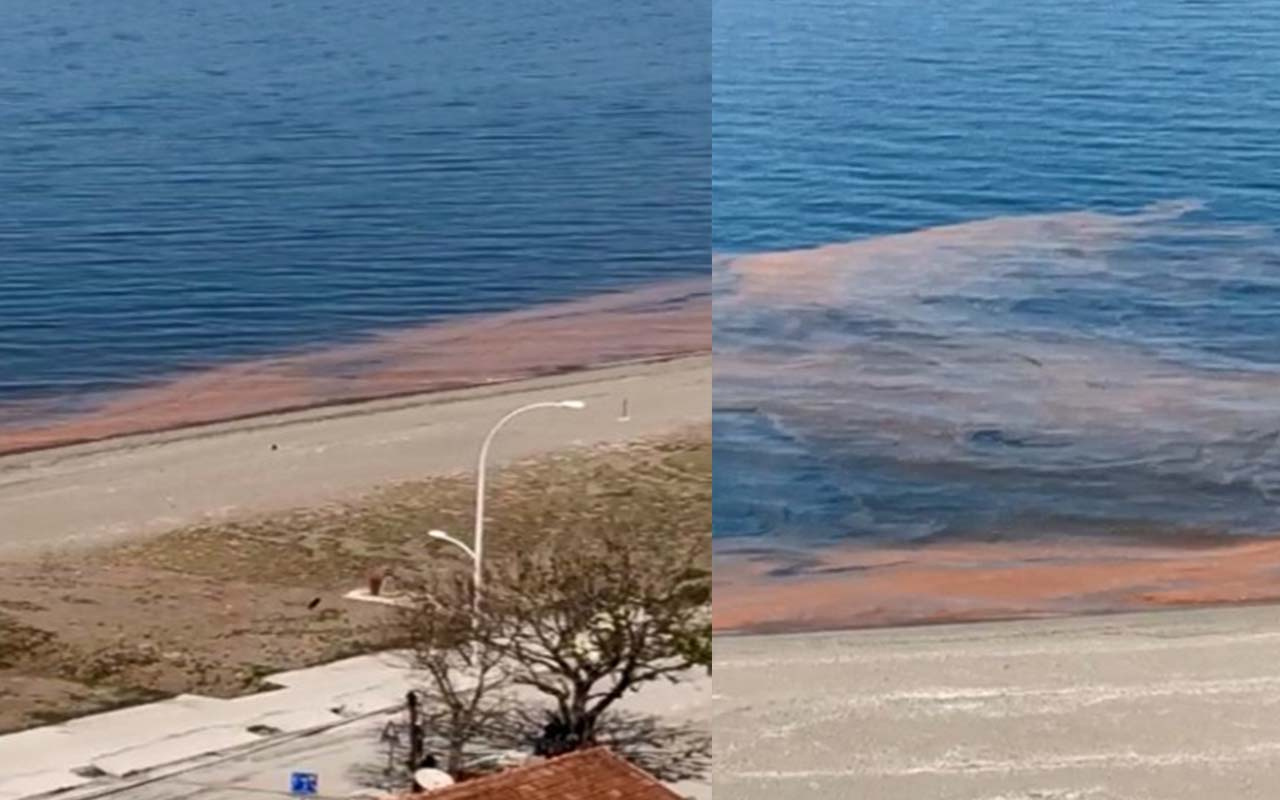 Kurşunlu’da deniz turuncuya döndü