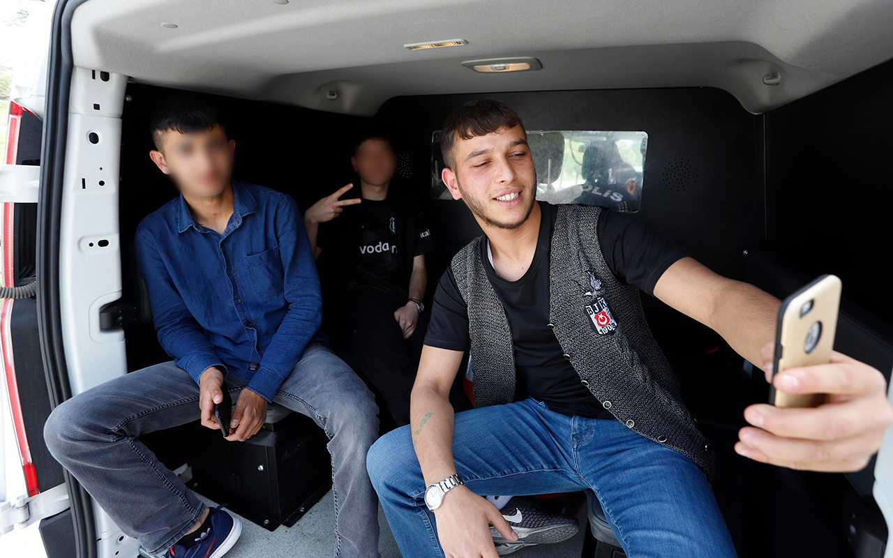 Ankara'da 11 bin lira ceza uygulanan ehliyetsiz sürücü ve arkadaşları selfie yaptı