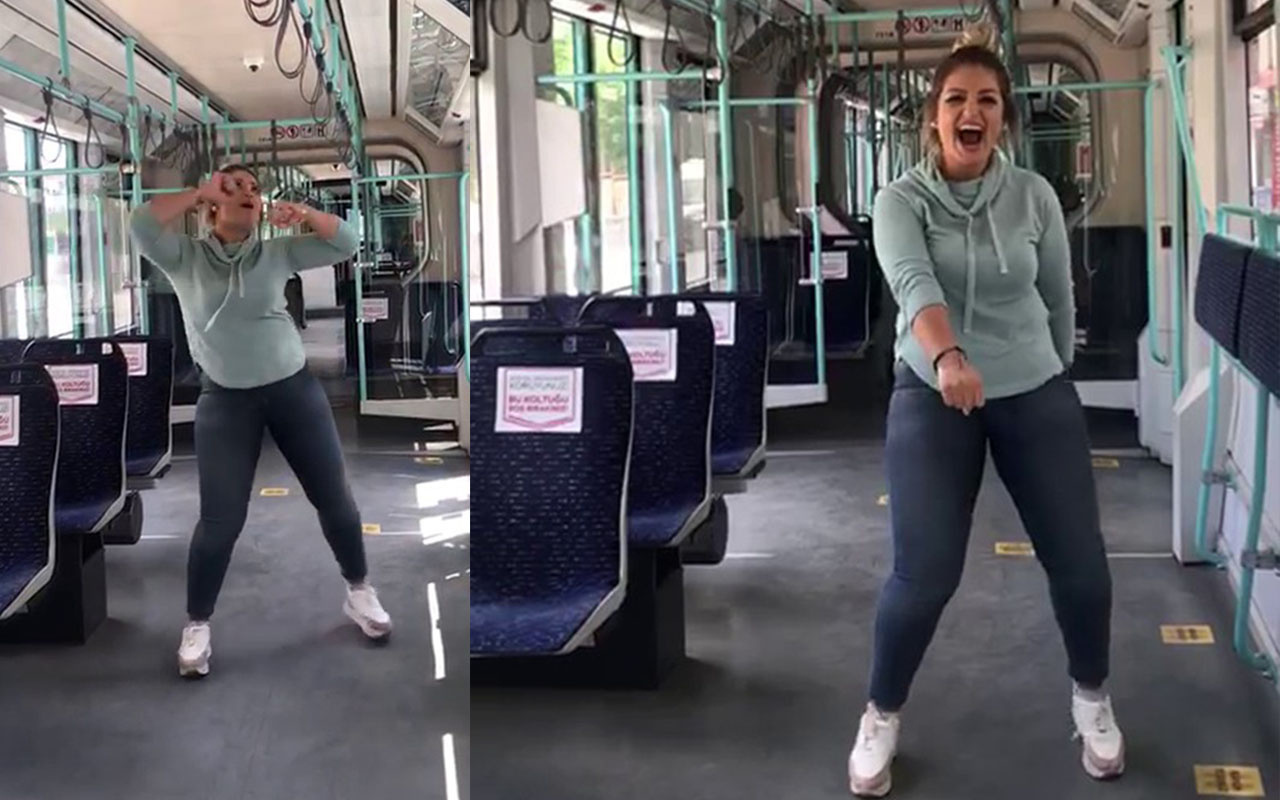 İstanbul'da ilginç anlar! Boş bulduğu tramvayda zumba yaptı