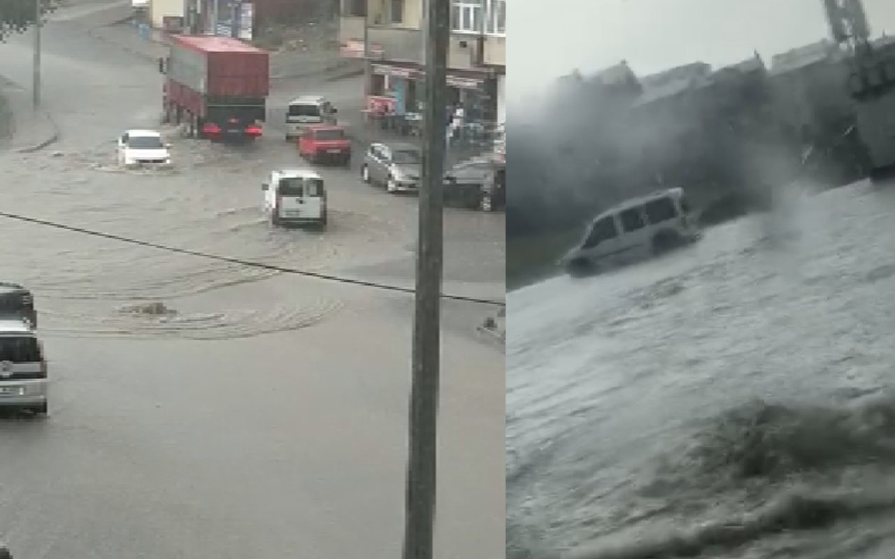 Arnavutköy'de sağanak nedeniyle yollar göle döndü