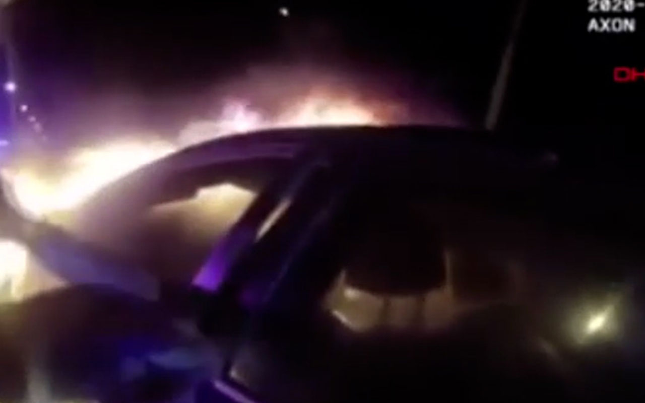 Polis, sürücüyü yanan araçtan son anda kurtardı