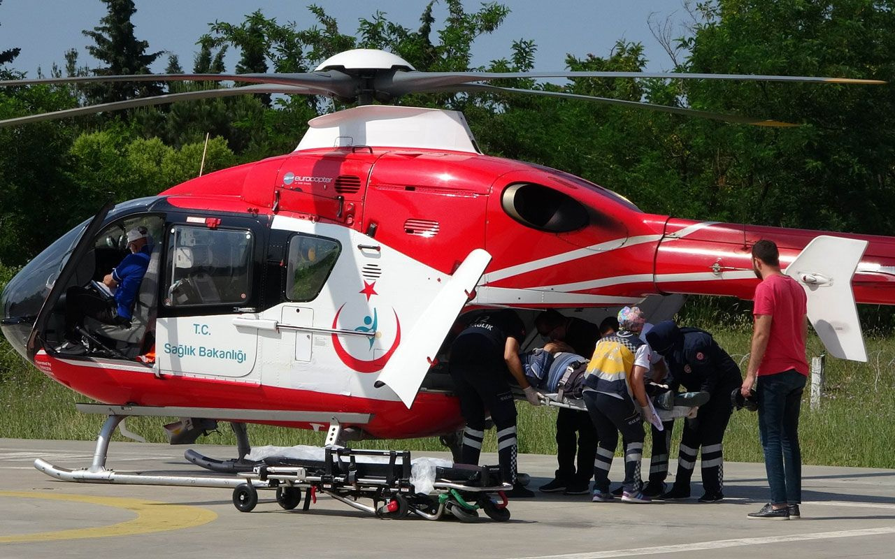 Samsun'da felç geçiren garsonun imdadına ambulans helikopter yetişti!