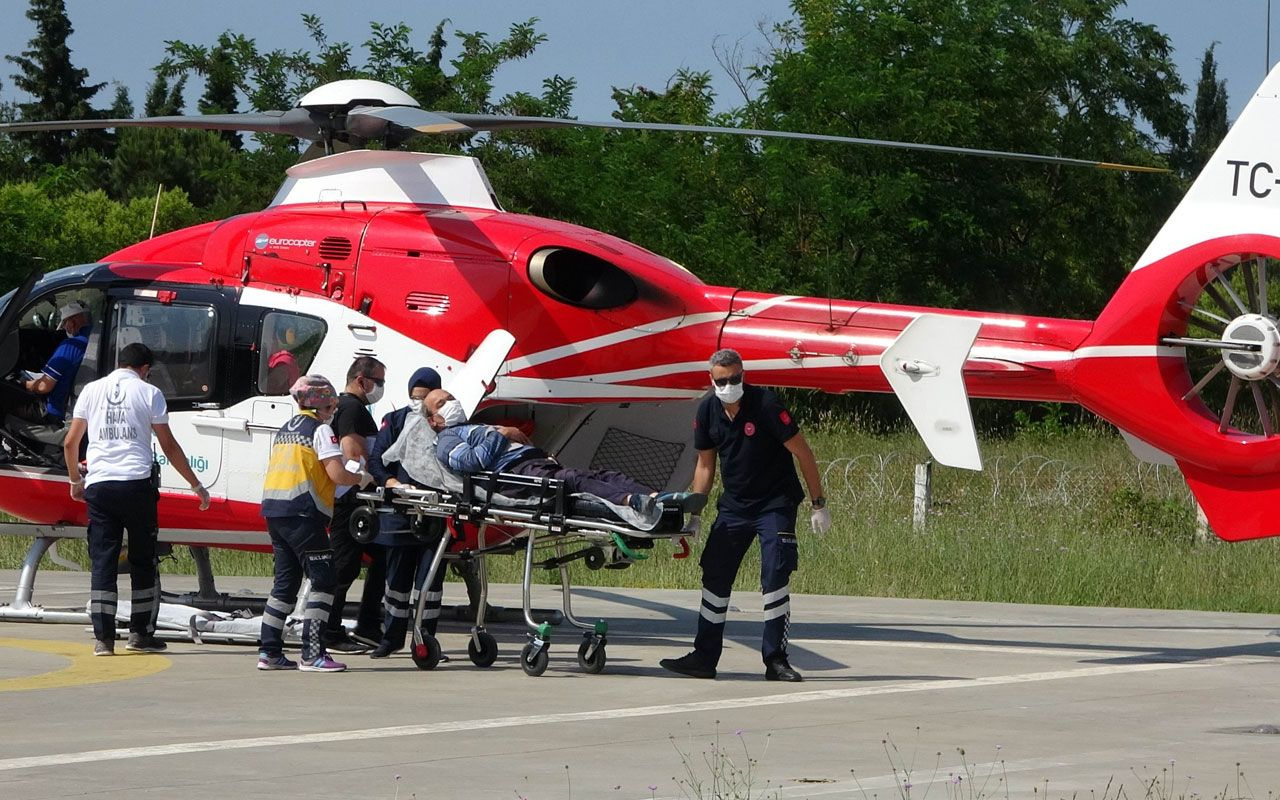 Samsun'da felç geçiren garsonun imdadına ambulans helikopter yetişti!