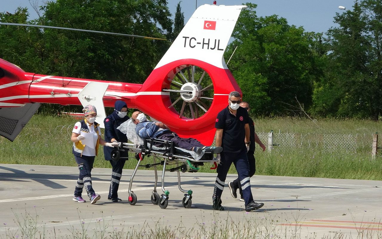 Samsun'da felç geçiren garsonun imdadına ambulans helikopter yetişti!