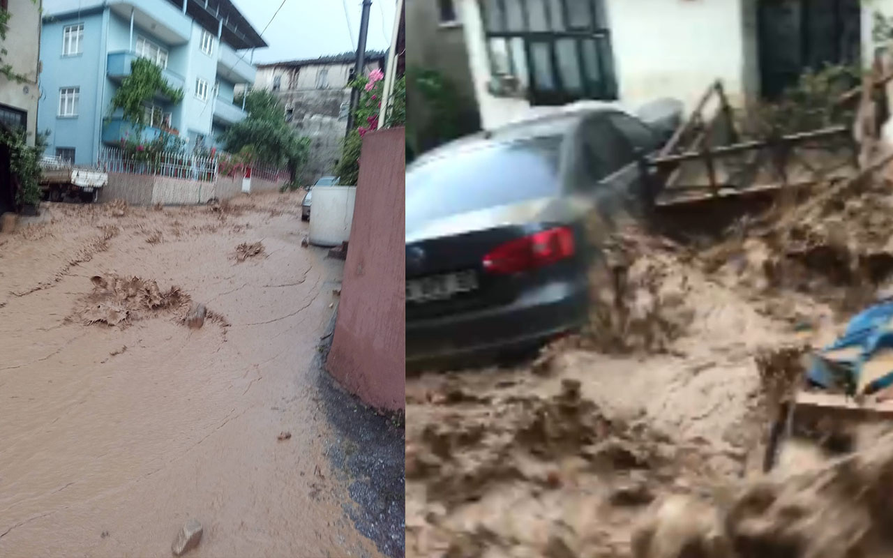 Bursa Orhangazi'de sel felaketindeki dehşet anları kamerada