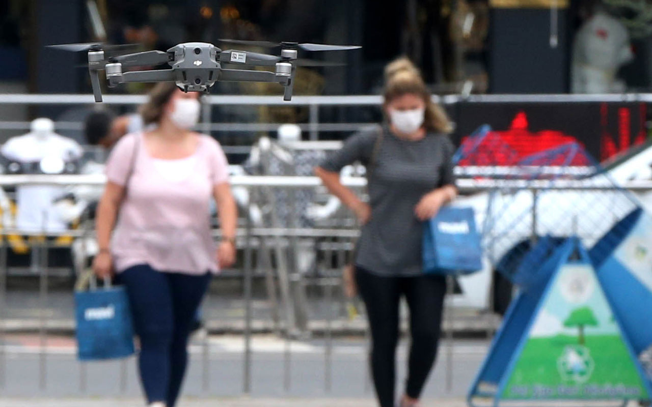 Düzce'de drone ile maske denetimi yapıldı