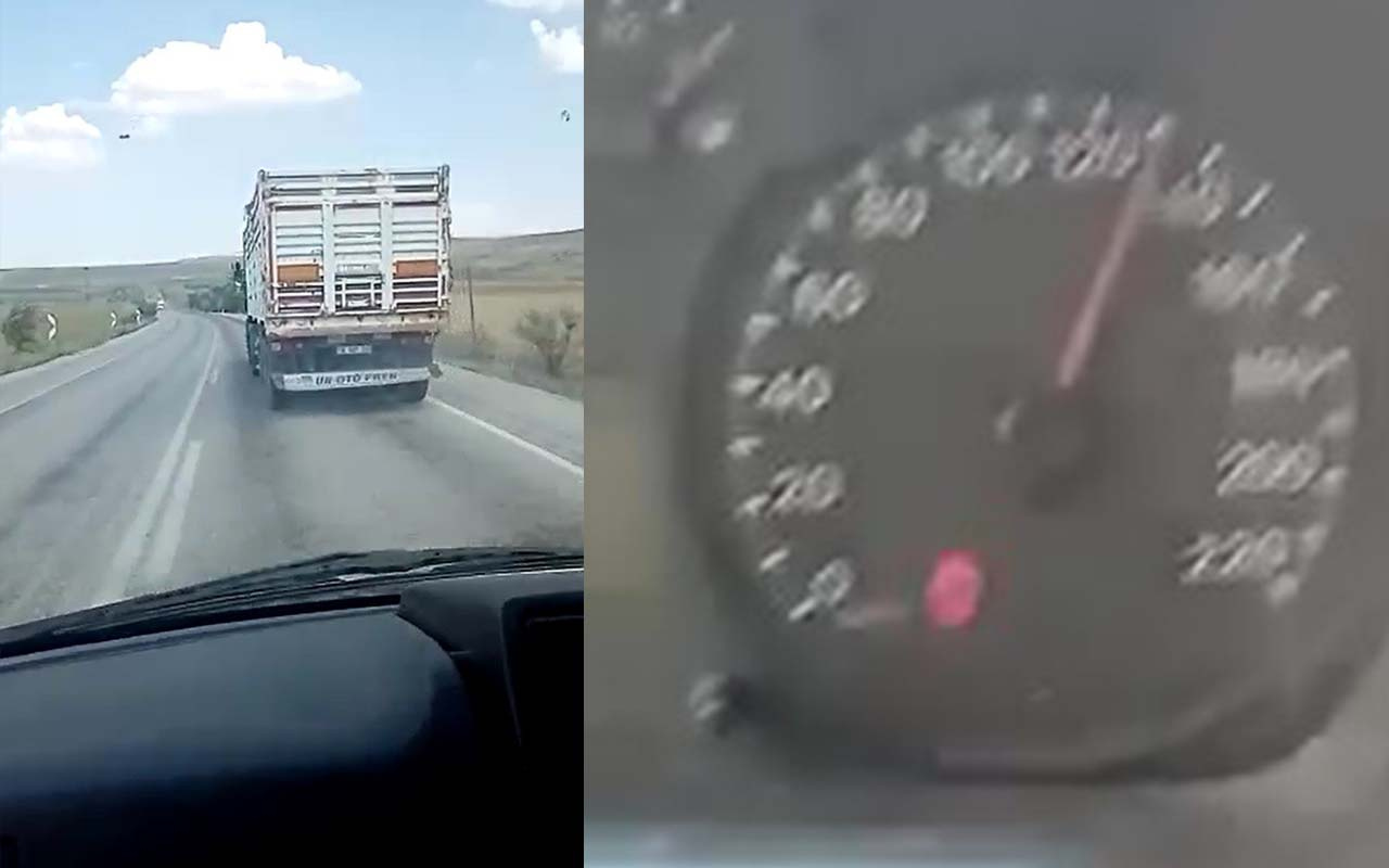 Kamyon sürücüsü ambulansa yol vermedi 130 kilometre hızla yarışa girdi