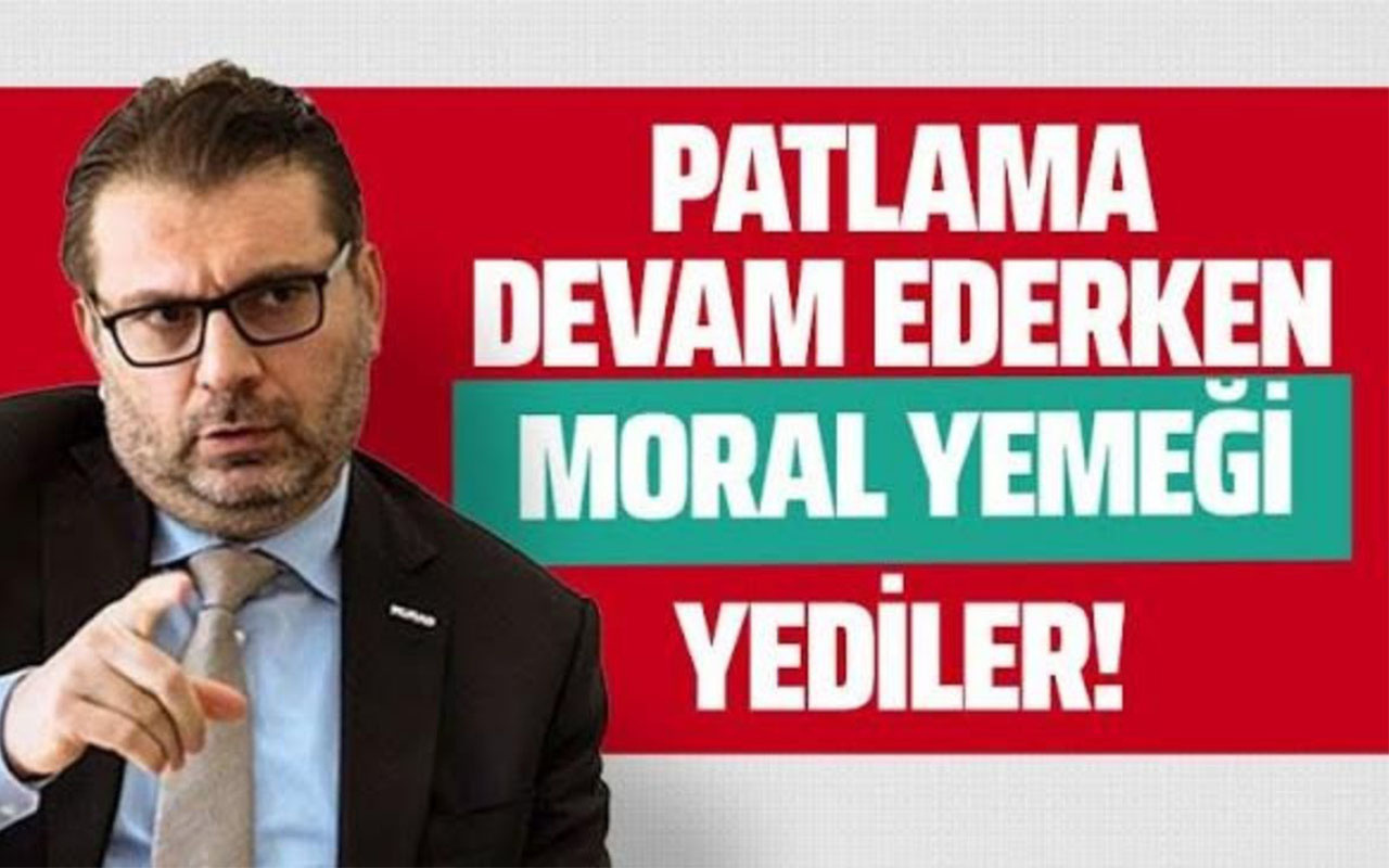 Patlama devam ederken ''moral yemeği'' yediler!