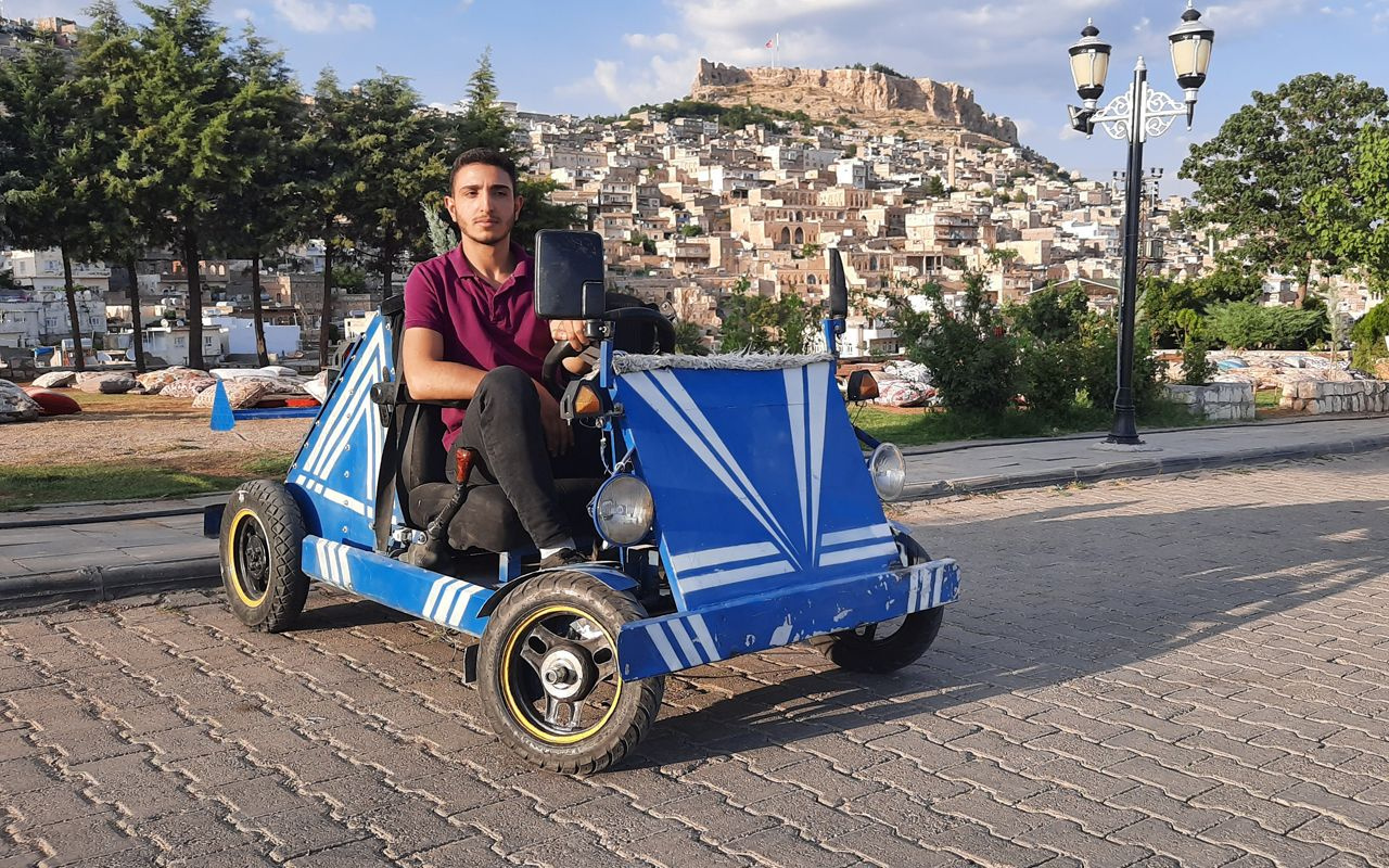 Mardin'de hurda parçalarından 90 kilometre hıza ulaşan otomobil yaptı