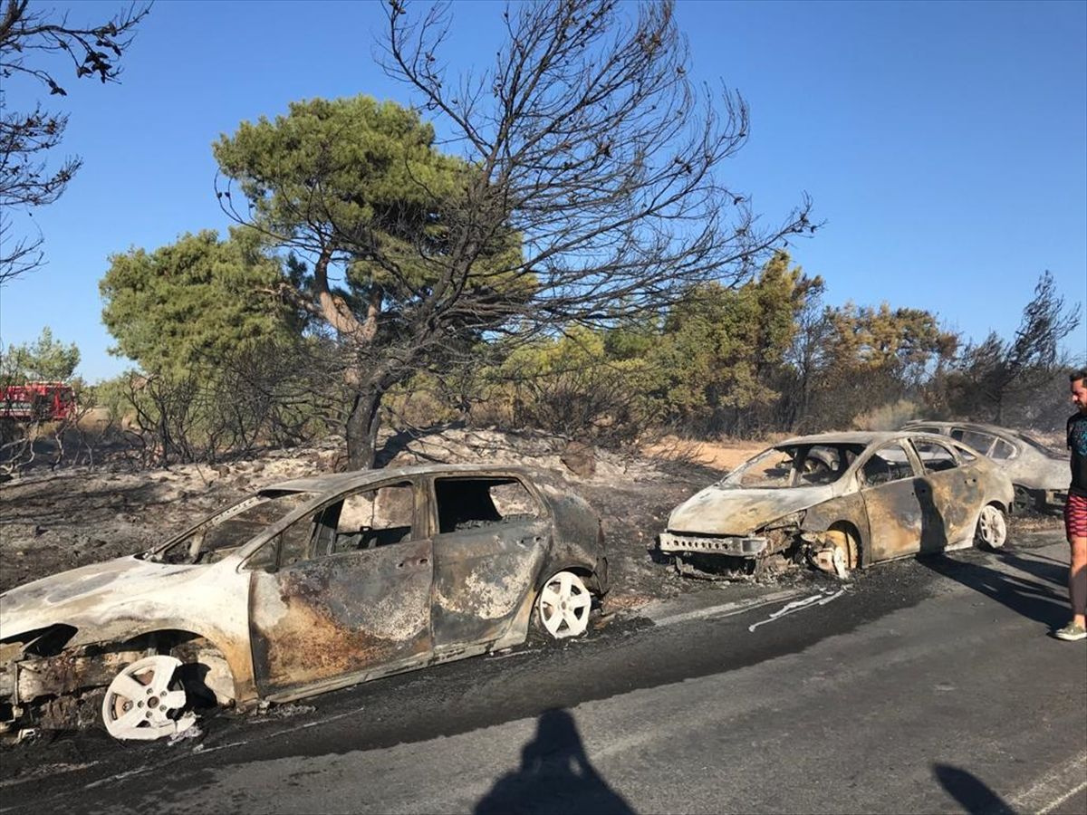 İzmir Seferihisar'da otluk alanda çıkan yangında yaklaşık 50 araç yandı