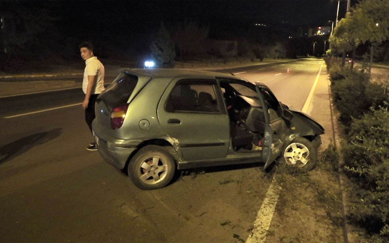 Karabük'te tartıştığı erkek arkadaşı direksiyonu kırınca kaza yaptılar