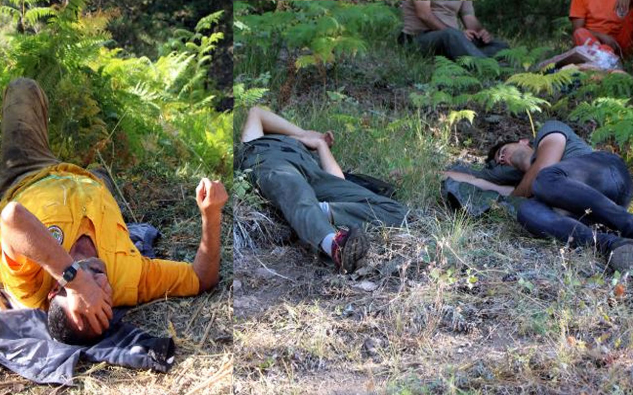 Bolu'da sabaha kadar orman yangınına müdahale eden ekip yorgun düştü