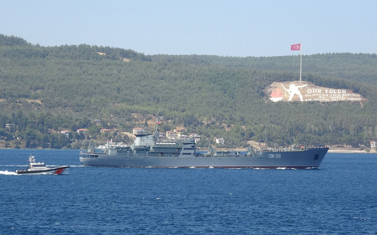 Rus savaş gemisi ‘Andreevsky’ Çanakkale Boğazı’ndan geçti