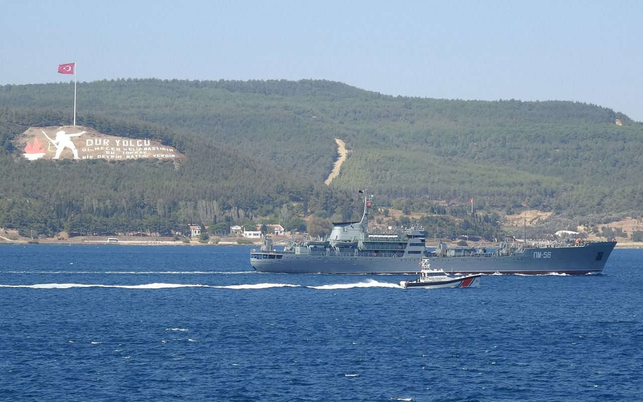 Rus savaş gemisi ‘Andreevsky’ Çanakkale Boğazı’ndan geçti
