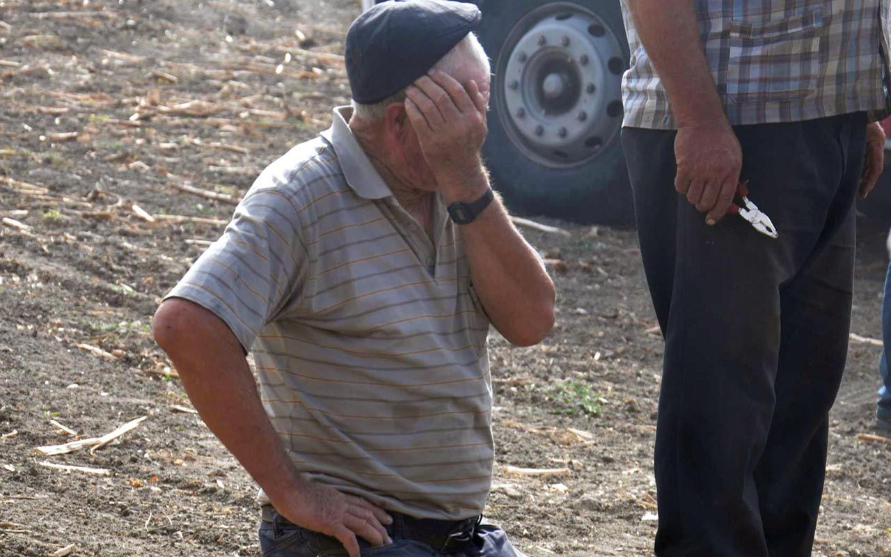 Yere çöküp gözyaşları içerisinde seyretti Tekirdağ'da çiftçinin çaresizliği