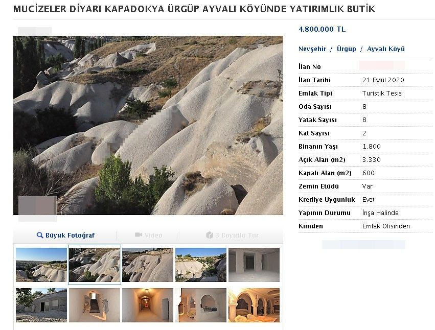 Kapadokya'da tepki çeken görüntü! Kayaları oyup otel yaptılar bakın ne kadara satıyorlar