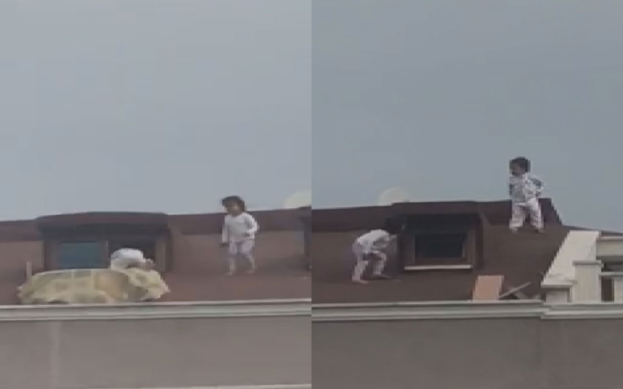İstanbul'da akıl almaz görüntü! İki küçük çocuk çatıda oyun oynadı yürekler ağızlara geldi