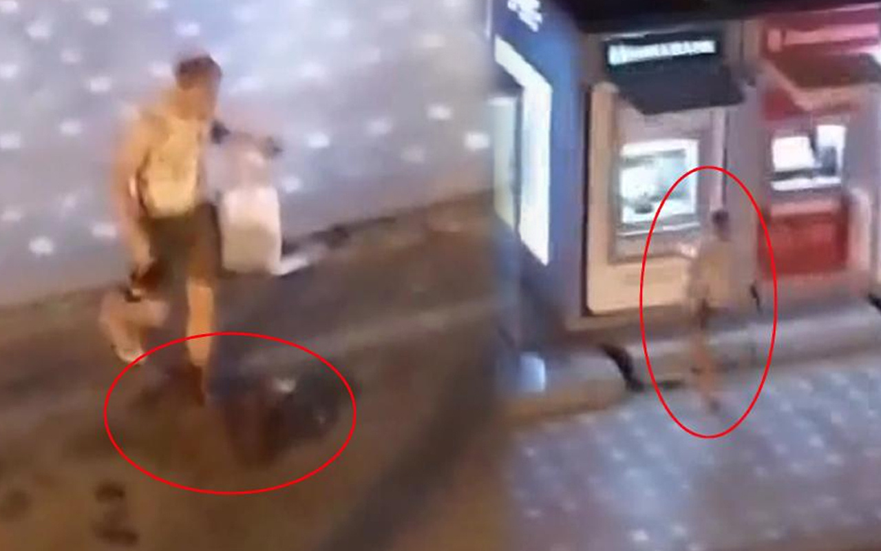 Alkollü turist, önce ATM'yi sonra sokak köpeğini tekmeledi