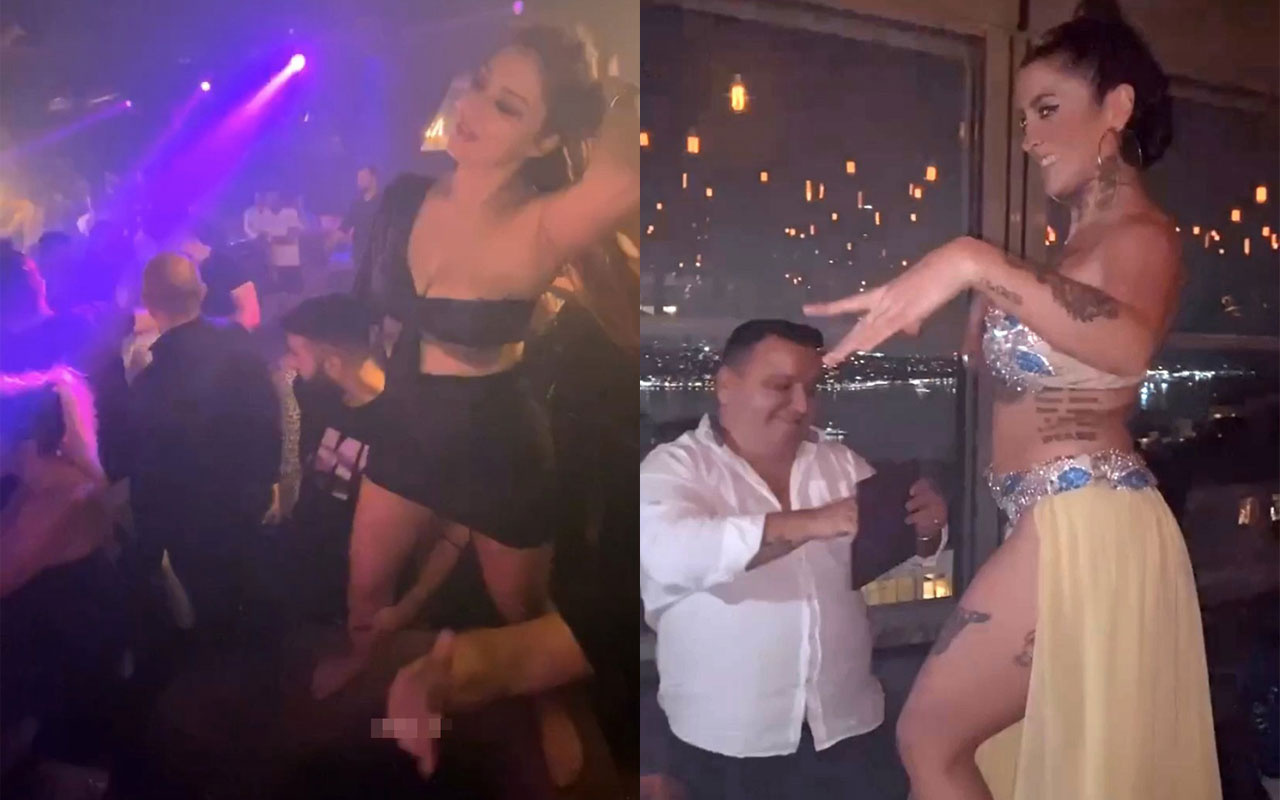 İstanbul’un göbeğindeki gece kulübünde dansözlü parti kamerada