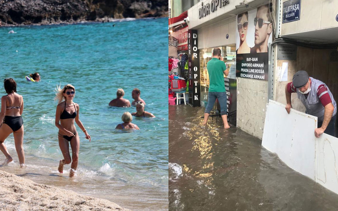 Antalya yanıyor İzmir selle boğuşuyor! Ekim ayında şaşırtan görüntü